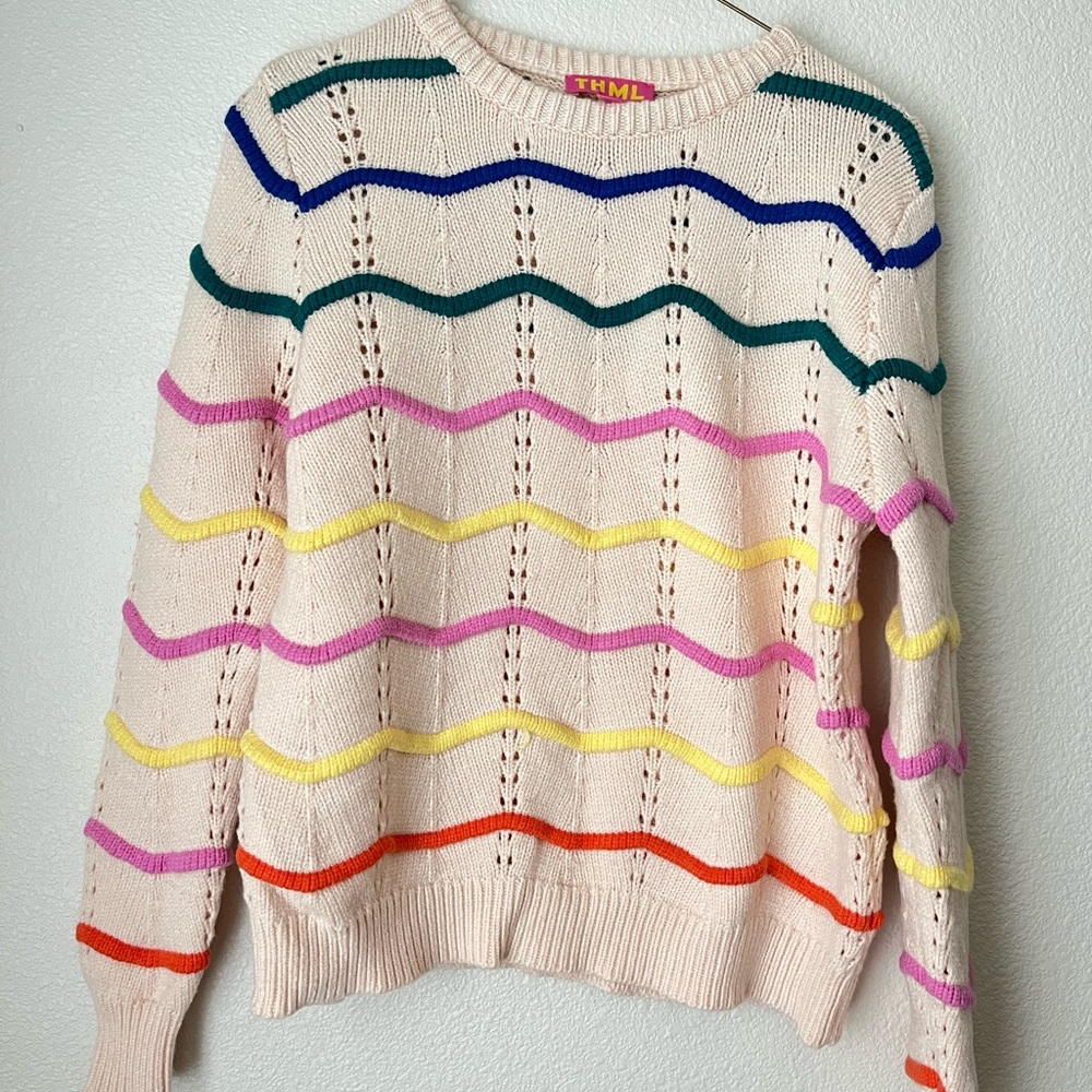Preppy Teacher Colorful Embroidered Striped Women's Sweater